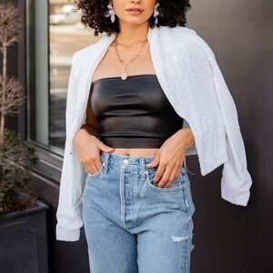 Greylin Dawn white Mini Sequins Cropped Blazer size medium NEW